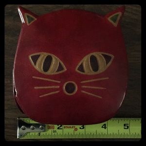 Leather cat shaped bank